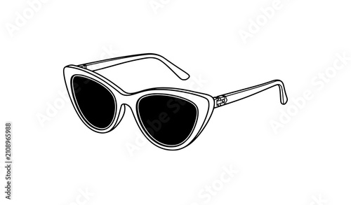 Stylish cat eye sunglasses line art modern fashion accessory illustration