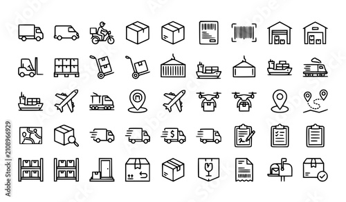 Canvastavla Logistics and delivery icons set supply chain management visuals