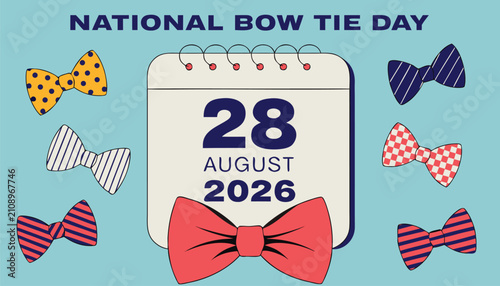 Fotografía National bow tie day celebration with calendar date august 28 2026