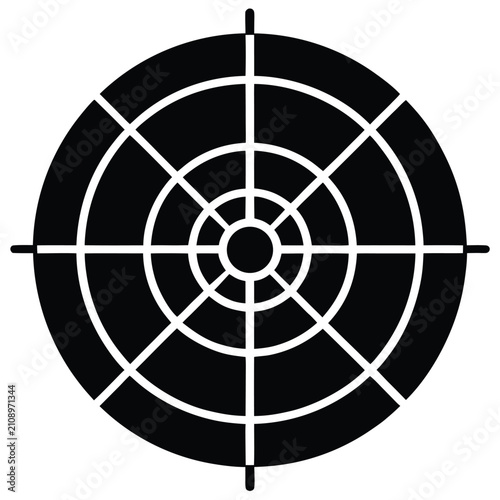 Radar scope target icon in black and white