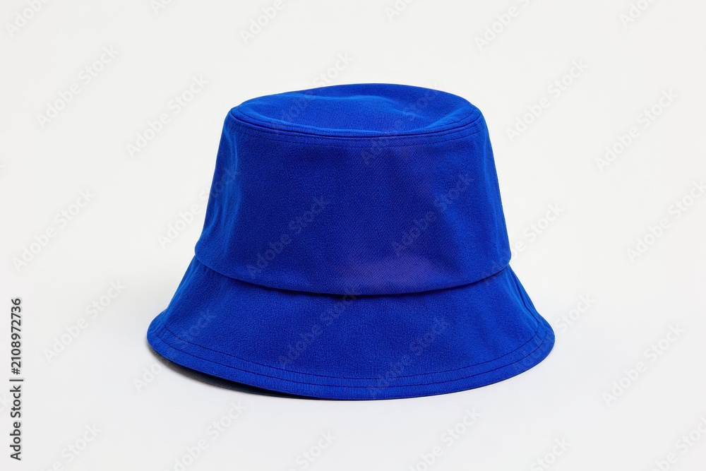 Fototapeta premium Bright blue bucket hat isolated on white background
