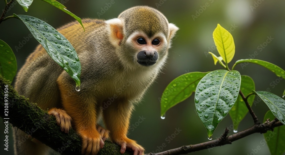 Fototapeta premium Rain-Kissed Canopy Watcher