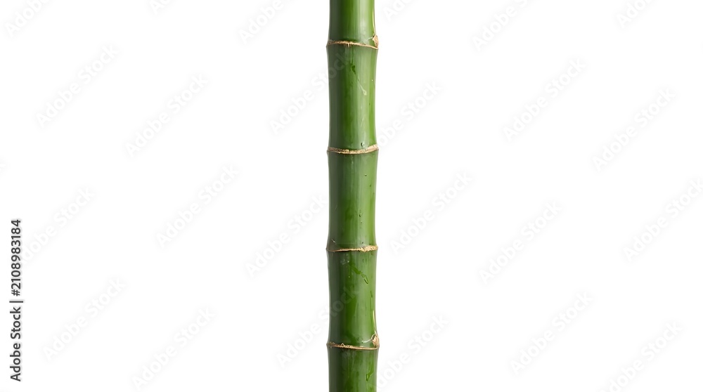 Obraz premium Vibrant Green Bamboo Stalk Isolated on White Background Natural Organic Plant Stem for Zen Spa and Wellness Concepts