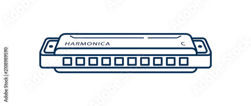 Quadro su tela Simple Line Art of a Harmonica