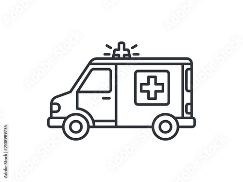 Ambulance van with medical cross icon