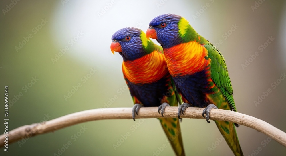 Obraz premium Emerald and Sapphire Whispers: A Sun-Dappled Perch