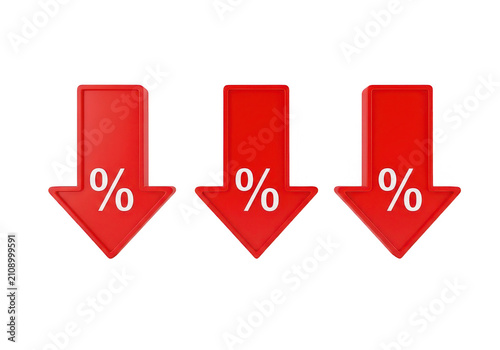 Percent sign arrows with metallic sheen on transparent background discount
