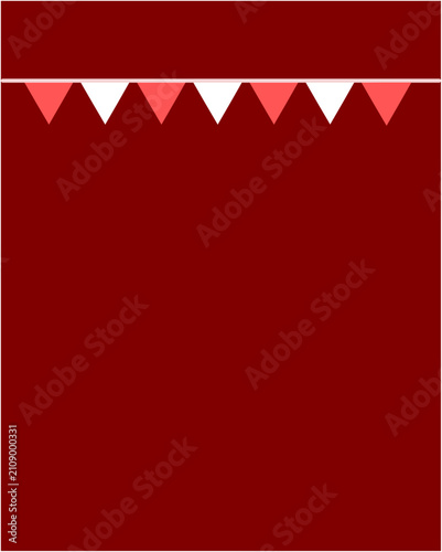 Alternating red and white triangular bunting flags hanging horizontally on a dark red background, suitable for Indonesian Independence Day celebration designs.