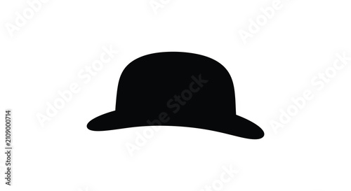 Schilderij op canvas Black bowler hat silhouette against a white background