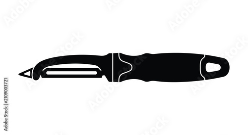 Tableau sur toile Penknife Silhouette On White Background folding knife