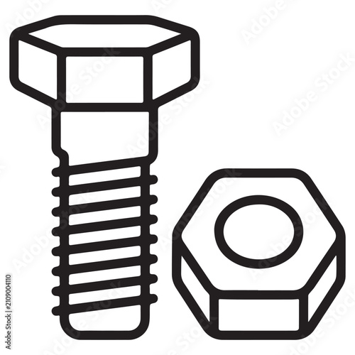 Bolt Nut Outline Icon for Industrial Engineering Ui Ux Design