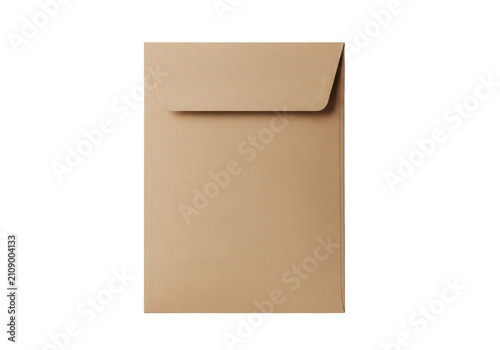 Brown paper envelope with flap on transparent background cardboard mail