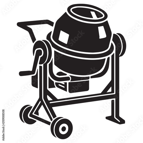 Concrete Mixer Machine Glyph Icon Construction Industrial Equipment