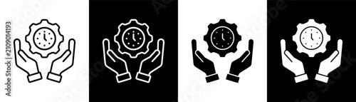 Quadro su tela Time Management white and black icon set design