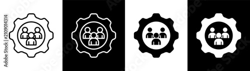 Workforce white and black icon set design