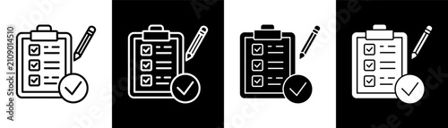 Cuadro en lienzo Assessment white and black icon set design