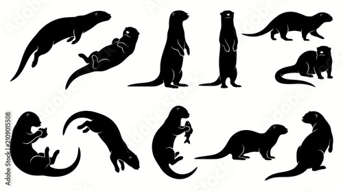 Konstfotografi Premium Otter Silhouette Vector for Aquatic Wildlife Illustrations