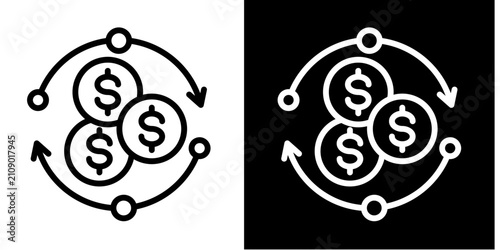 Value Stream Icon Set White Line Style Collection