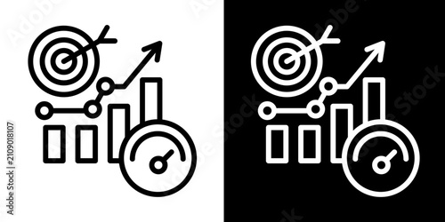 Performance Metrics Icon Set White Line Style Collection