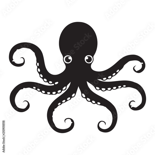 Cute Octopus Silhouette Marine Animal Illustration