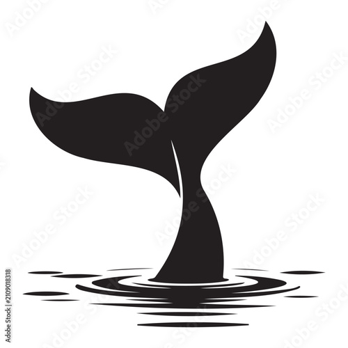 Whale Tail Silhouette Ocean Marine Illustration