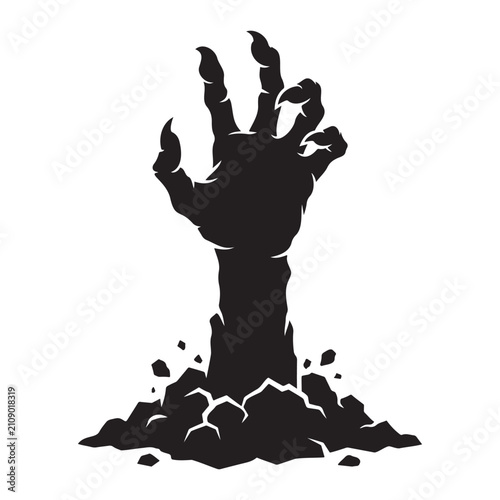 Zombie Hand Rising From Ground Horror Silhouette Illustration