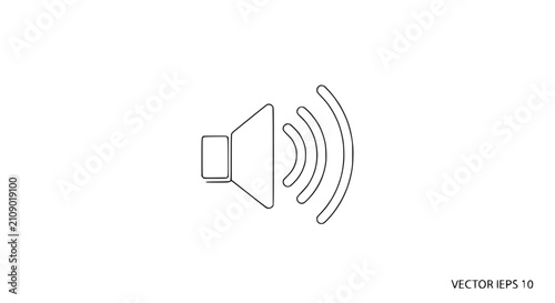 фотографія Sound Wave Icon: Speaker Symbol with Audio Waves, Minimalist Line Art Design