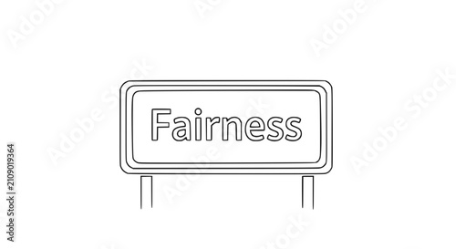 Foto Fairness signpost, concept of justice, equality, and ethical choice, black and w