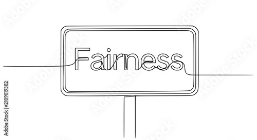 Bild auf Leinwand Fairness Sign: One Line Drawing, Concept of Justice and Equality