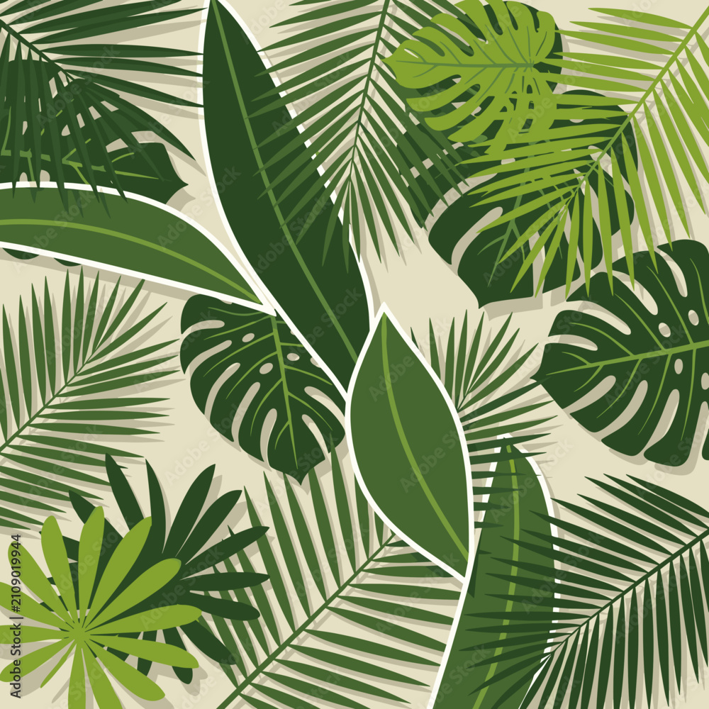 Obraz premium Dense Green Tropical Jungle Foliage Textures