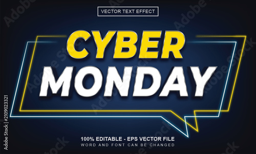 Editable Cyber monday neon style text effect