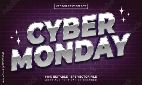 Cyber monday text effect modern 3d style
