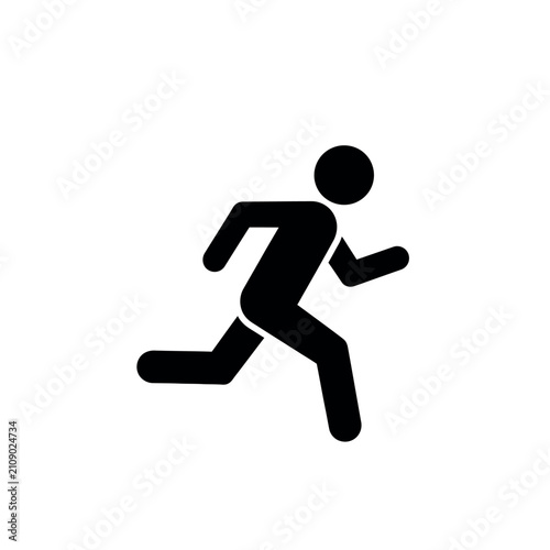 Running person stick figure icon black silhouette on white