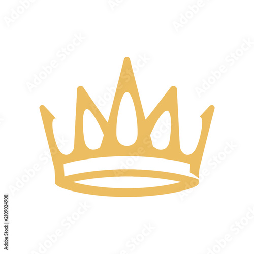 Minimalist gold crown icon isolated on white