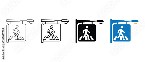 Tableau sur toile Pedestrian crosswalk sign icon set for urban safety and road themes