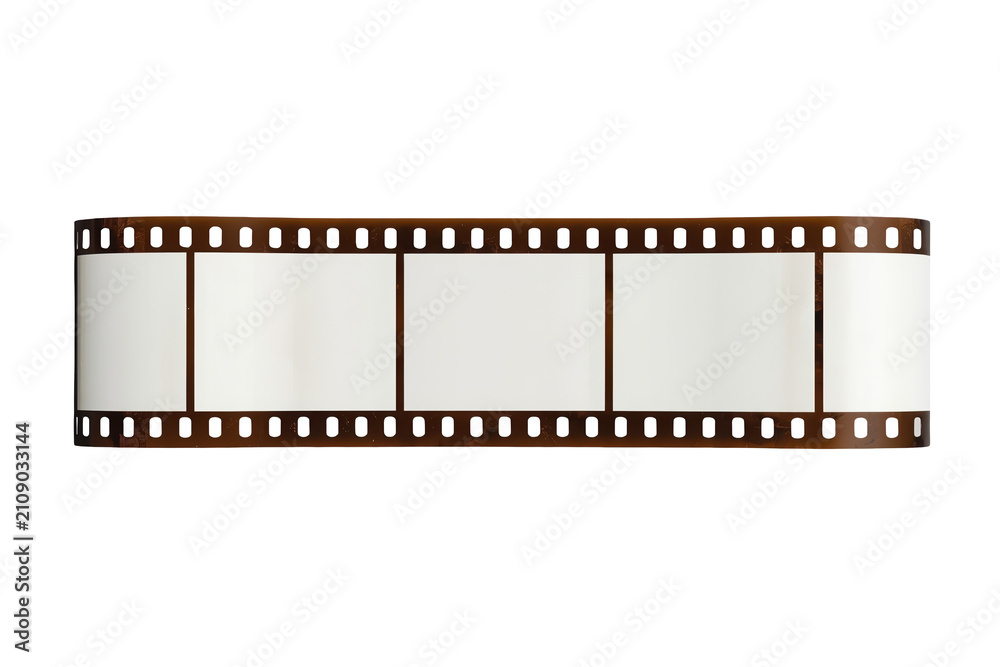 Fototapeta premium Film strip roll with blank movie frames, offering copy space on transparent background for cinema and photography concepts