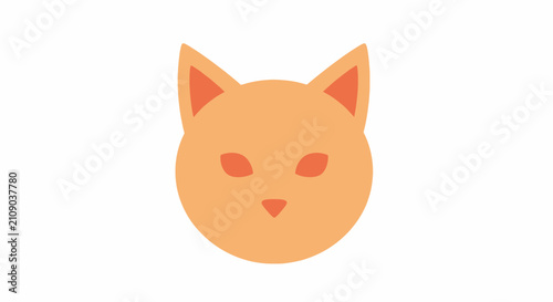 Minimalist Cat Face Icon - Orange Silhouette on White Background