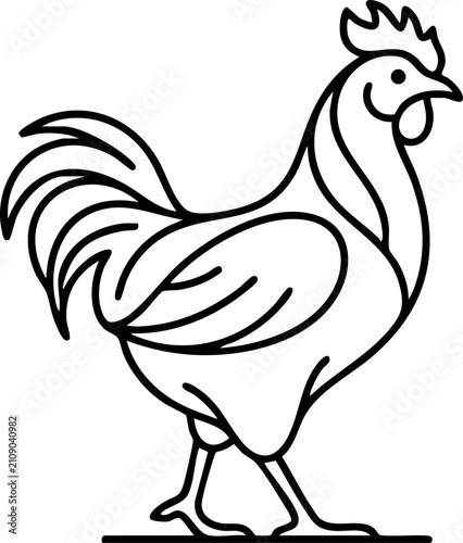 Obraz na płótnie Minimalist line art rooster vector illustration with minimalist roosting cockere