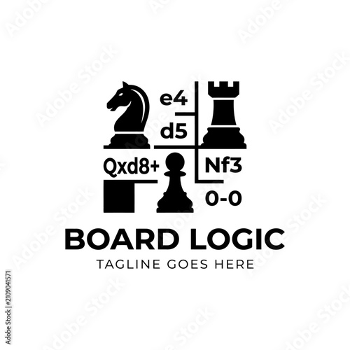 Принти на полотні Knight and rook chess pieces with algebraic moves