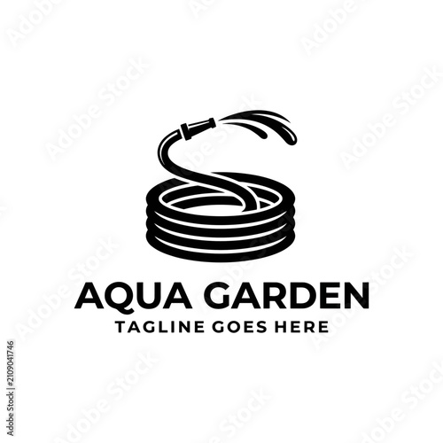 Canvas Print Practical garden hose emblem for landscaping and maintenance services