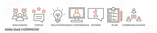 Konstfotografi Meeting banner web icon vector illustration for business meeting and discussion