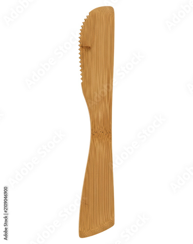 Bamboo butter knife isolated isolated over transparent background