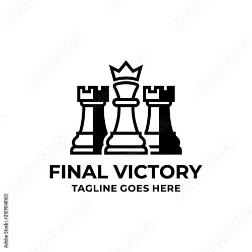 Quadro su tela Elegant chess-themed logo representing strategy, leadership, and professional triumph in business