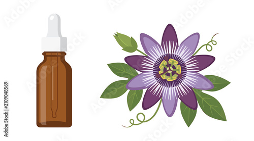 Quadro su tela Amber Dropper Bottle with Purple Passionflower
