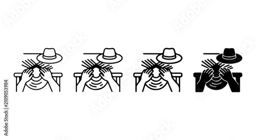 Obraz na plátne Hat Making Process Icons, Millinery Craft Steps, Artisan Headwear Creation, Vect