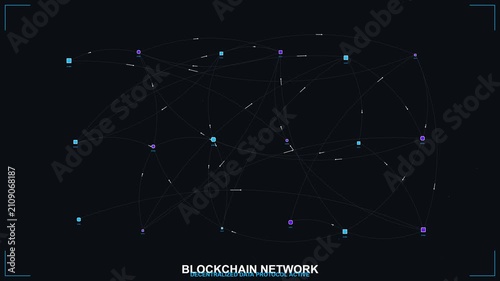 Abstract Blockchain Network Data Connection Visualization