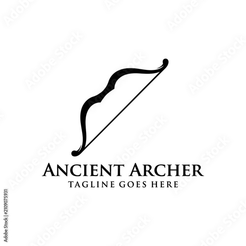 Fotografie Minimalist line art depicting a recurve bow in a simple style.