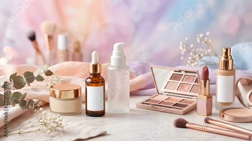 Luxury Cosmetic and Skincare Product Mockup on Marble