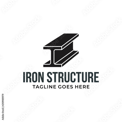 Fotografie Isometric steel girder or I-beam symbol representing construction, engineering, and architectural strength