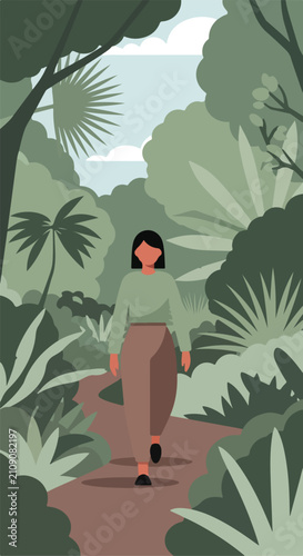 Person walking on a jungle path